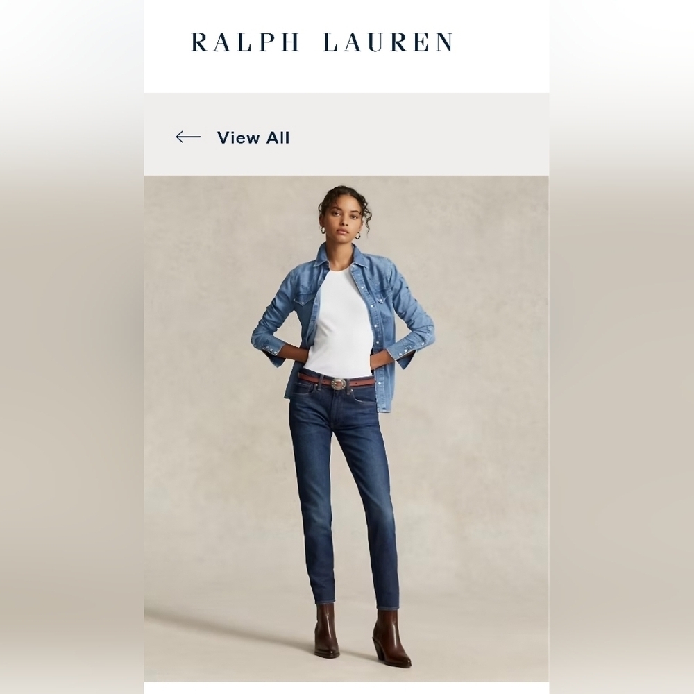 Women's Polo Ralph Lauren Tompkins dark wash  mid rise skinny jeans sz 32 NWOT